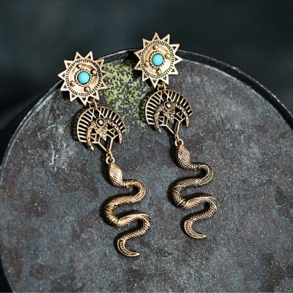 2 LEFT! Goddess Snake Earrings Tribal Boho Gypsy - Picture 2 of 4